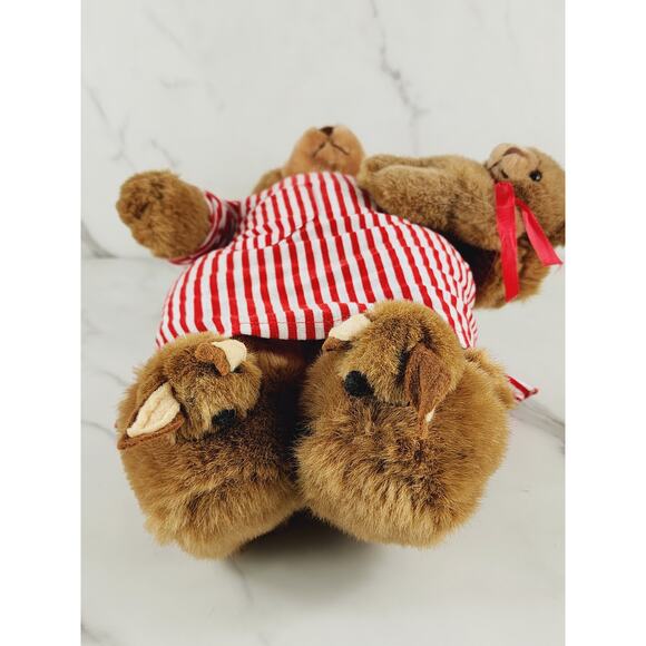 Schmid Teddy Bear w/ Slippers & Night Shirt Large 18" Korea 1984 NO TESTED Vtg - Picture 10 of 16